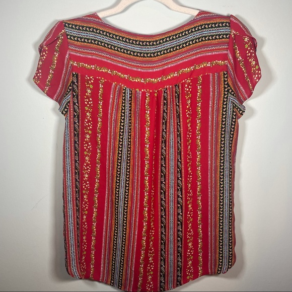 LOFT red patterned blouse - Picture 6 of 8